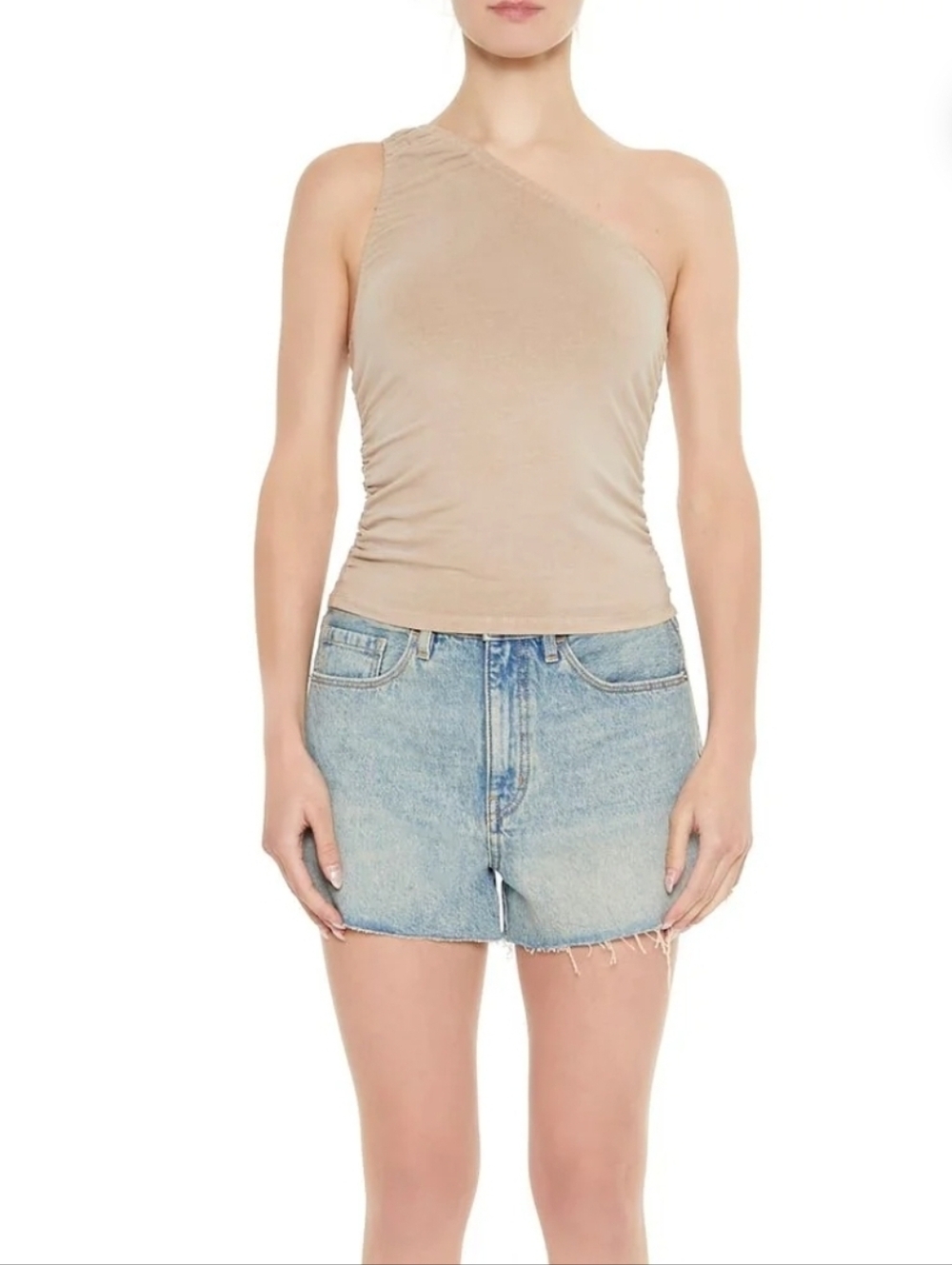 Forever‎ 21 Tan One-Shoulder Top
